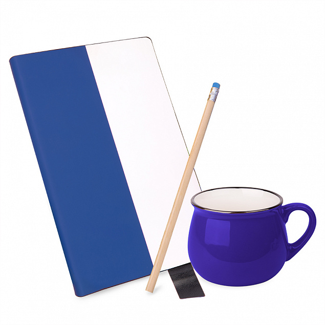 Подарочный набор LAST SUMMER: бизнес-блокнот, кружка, карандаш чернографитный, синий с логотипом в Балашихе заказать по выгодной цене в кибермаркете AvroraStore