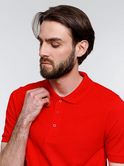 Рубашка поло мужская Adam, красная с логотипом в Балашихе заказать по выгодной цене в кибермаркете AvroraStore