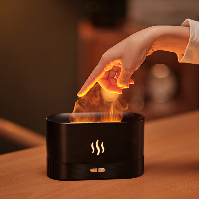 USB арома увлажнитель воздуха Flame со светодиодной подсветкой - изображением огня с логотипом в Балашихе заказать по выгодной цене в кибермаркете AvroraStore