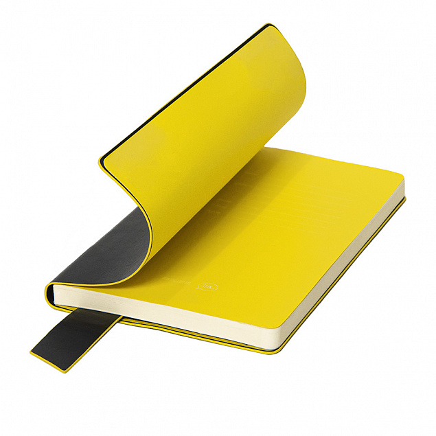 Бизнес-блокнот "Trendi", 130*210 мм, черно-желтый, мягкая обложка, в линейку с логотипом в Балашихе заказать по выгодной цене в кибермаркете AvroraStore