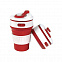 Стакан складной BUTTON;  300 мл, силикон, красный с логотипом в Балашихе заказать по выгодной цене в кибермаркете AvroraStore