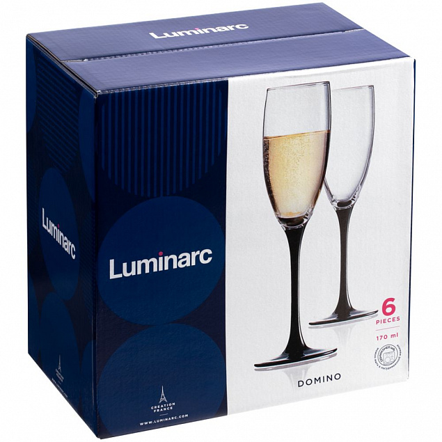Набор бокалов для шампанского «Домино» с логотипом в Балашихе заказать по выгодной цене в кибермаркете AvroraStore