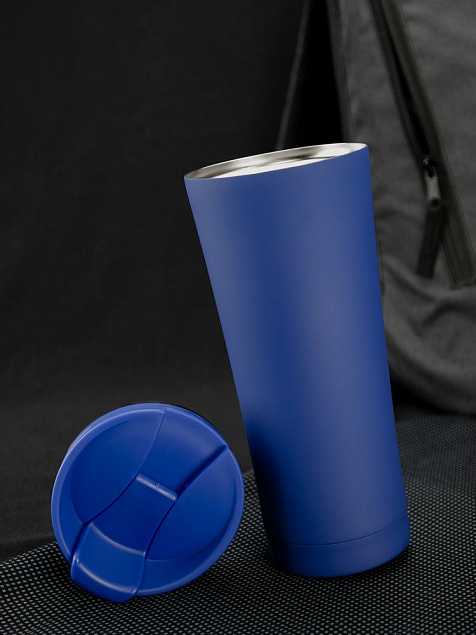 Термостакан Smoothy, синий с логотипом в Балашихе заказать по выгодной цене в кибермаркете AvroraStore