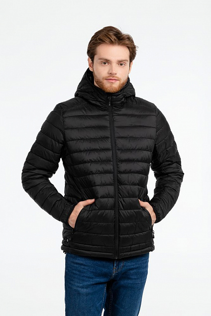 Куртка компактная мужская Stavanger, черная с логотипом в Балашихе заказать по выгодной цене в кибермаркете AvroraStore
