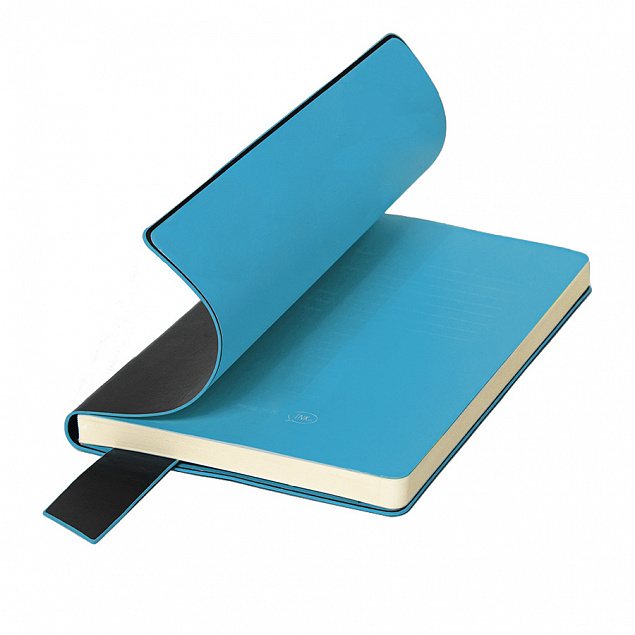 Бизнес-блокнот "Trendi", 130*210 мм, черно-голубой, мягкая обложка, в линейку с логотипом в Балашихе заказать по выгодной цене в кибермаркете AvroraStore