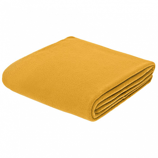 Флисовый плед Warm&Peace XL, желтый с логотипом в Балашихе заказать по выгодной цене в кибермаркете AvroraStore