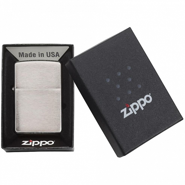 Зажигалка Zippo Classic Brushed, серебристая с логотипом в Балашихе заказать по выгодной цене в кибермаркете AvroraStore
