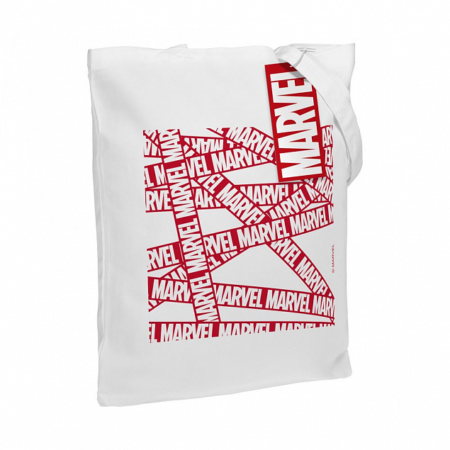 Холщовая сумка Marvel, белая с логотипом в Балашихе заказать по выгодной цене в кибермаркете AvroraStore