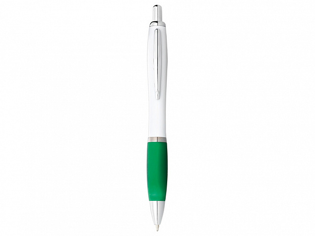 Ручка шариковая Nash, белый/зеленый, черные чернила с логотипом в Балашихе заказать по выгодной цене в кибермаркете AvroraStore