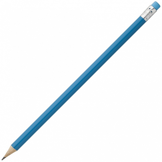 Карандаш простой Hand Friend с ластиком, голубой с логотипом в Балашихе заказать по выгодной цене в кибермаркете AvroraStore