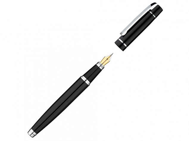 Ручка металлическая перьевая VIP F с зеркальной гравировкой, черный с логотипом в Балашихе заказать по выгодной цене в кибермаркете AvroraStore