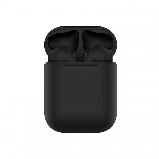 Наушники беспроводные с зарядным боксом TWS AIR SOFT, цвет черный  с логотипом в Балашихе заказать по выгодной цене в кибермаркете AvroraStore