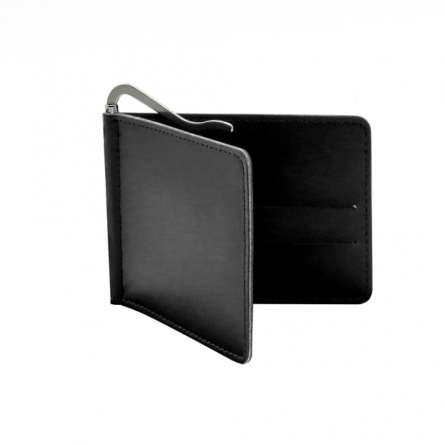 Держатель банковских карт Drogo с металлическим прижимом для купюр, черный с логотипом в Балашихе заказать по выгодной цене в кибермаркете AvroraStore