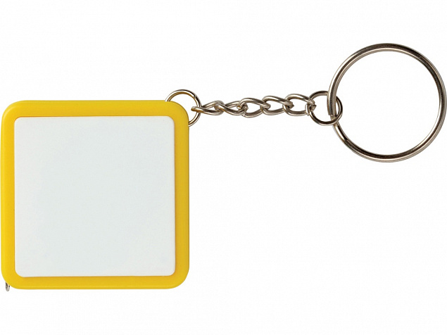 Брелок-рулетка, 1 м., белый/желтый с логотипом в Балашихе заказать по выгодной цене в кибермаркете AvroraStore