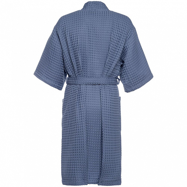 Халат вафельный мужской Boho Kimono, синий с логотипом в Балашихе заказать по выгодной цене в кибермаркете AvroraStore