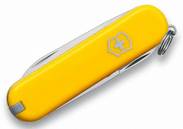 Нож-брелок Classic 58 с отверткой, желтый с логотипом в Балашихе заказать по выгодной цене в кибермаркете AvroraStore