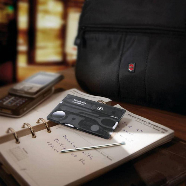 Набор инструментов SwissCard Lite, черный с логотипом в Балашихе заказать по выгодной цене в кибермаркете AvroraStore