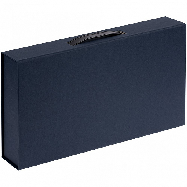 Коробка с ручкой Platt, синяя с логотипом в Балашихе заказать по выгодной цене в кибермаркете AvroraStore