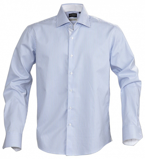 Рубашка мужская в полоску RENO, голубая с логотипом в Балашихе заказать по выгодной цене в кибермаркете AvroraStore