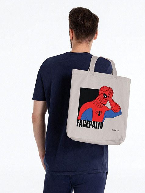 Холщовая сумка Facepalm, серая с логотипом в Балашихе заказать по выгодной цене в кибермаркете AvroraStore