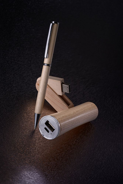 Набор Wood: аккумулятор, флешка и ручка с логотипом в Балашихе заказать по выгодной цене в кибермаркете AvroraStore