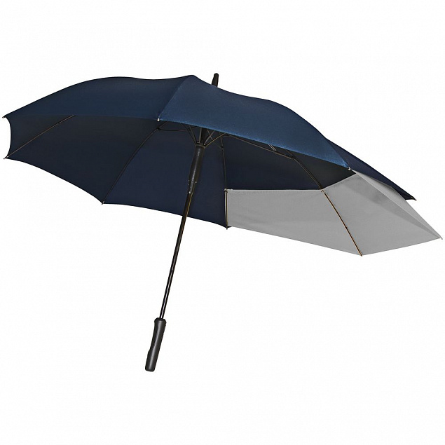 Зонт-трость Fiber Move AC, темно-синий с серым с логотипом в Балашихе заказать по выгодной цене в кибермаркете AvroraStore