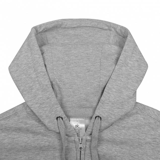 Толстовка мужская Hooded Full Zip серый меланж с логотипом в Балашихе заказать по выгодной цене в кибермаркете AvroraStore