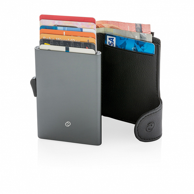 Кошелек с отделением для монет и держателем для карт C-Secure RFID, черный с логотипом в Балашихе заказать по выгодной цене в кибермаркете AvroraStore